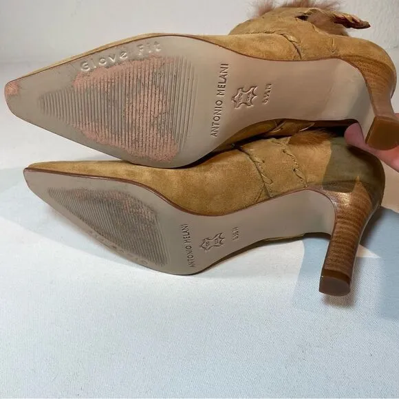 Antonio Melani suede fur trimmed stiletto ankle booties 6