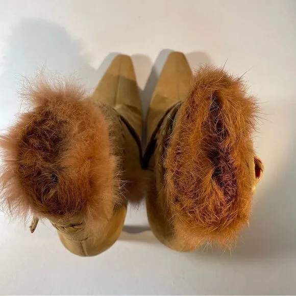 Antonio Melani suede fur trimmed stiletto ankle booties 6