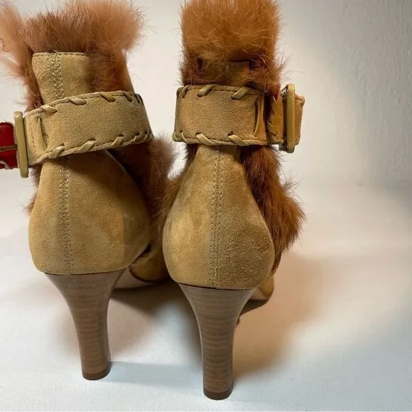 Antonio Melani suede fur trimmed stiletto ankle booties 6
