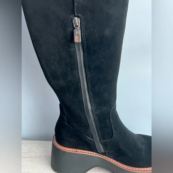 Aqua College Women's Waterproof Gina Platform Black Suede Boots Size 6.5