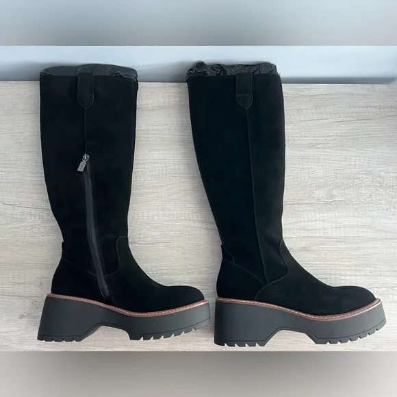 Aqua College Women's Waterproof Gina Platform Black Suede Boots Size 6.5