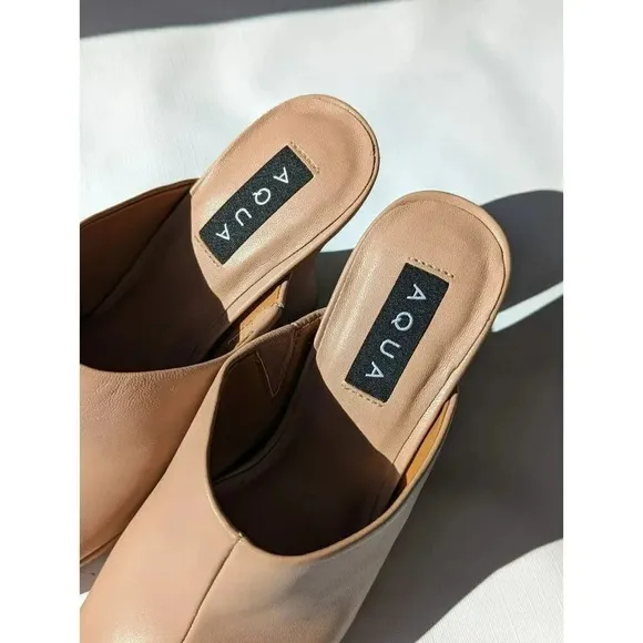 Aqua Dani Women's Platform High Heel Mule Sandals Dark Tan Size 7.5 (MSRP $148)