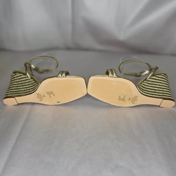 Aqua Women's Izabl Gold Strappy Wedge Heels Size 8