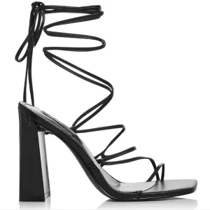 AQUA Women's Leah Ankle Tie High Heel Sandals.