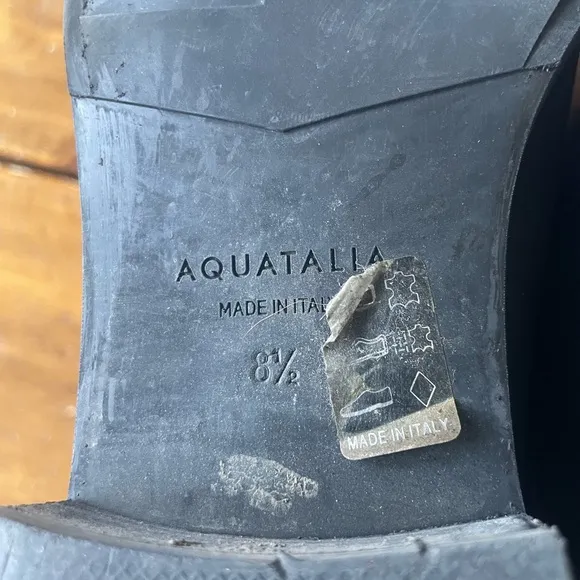 AQUATALIA Black Italy Buckle Weatherproof Bree Leather Ankle Boot Bootie Sz 8.5