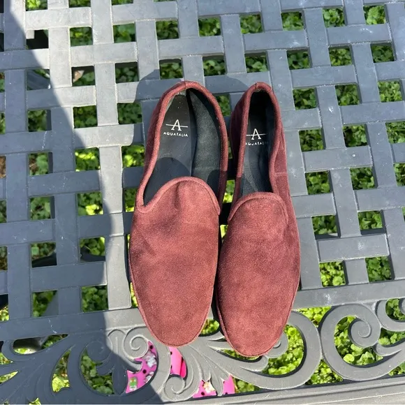 Aquatalia Size‎ 8.5 Suede Made In Italy Ballet Flat Loafers burgundy
