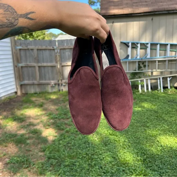 Aquatalia Size‎ 8.5 Suede Made In Italy Ballet Flat Loafers burgundy