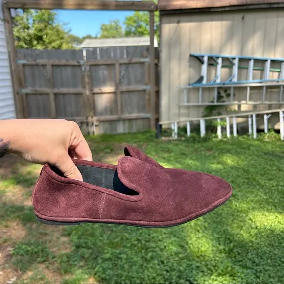 Aquatalia Size‎ 8.5 Suede Made In Italy Ballet Flat Loafers burgundy