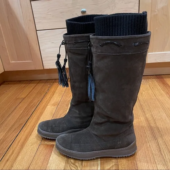 Aquatalia Tall Brown Suede Boots with Tassels Women’s Size 10 EUC