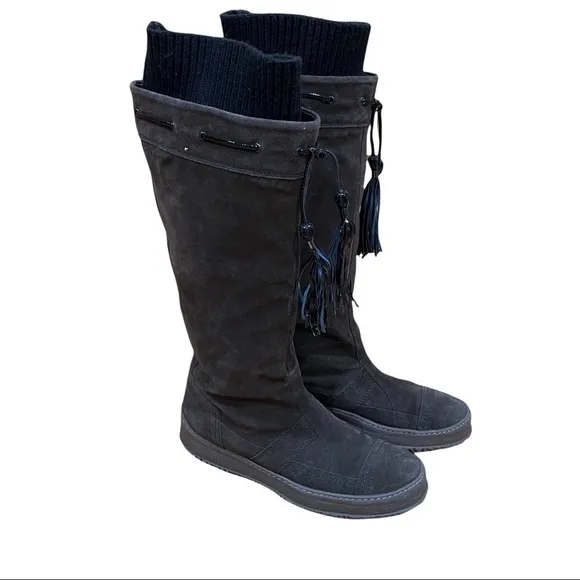 Aquatalia Tall Brown Suede Boots with Tassels Women’s Size 10 EUC