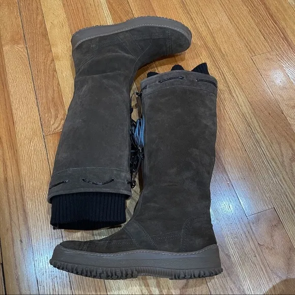 Aquatalia Tall Brown Suede Boots with Tassels Women’s Size 10 EUC