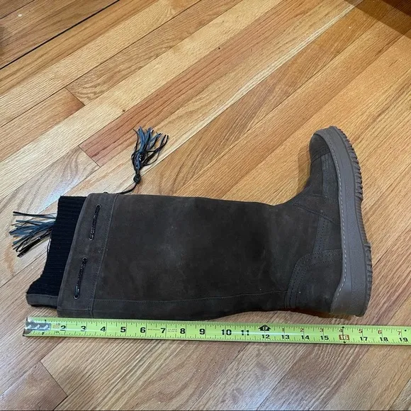 Aquatalia Tall Brown Suede Boots with Tassels Women’s Size 10 EUC