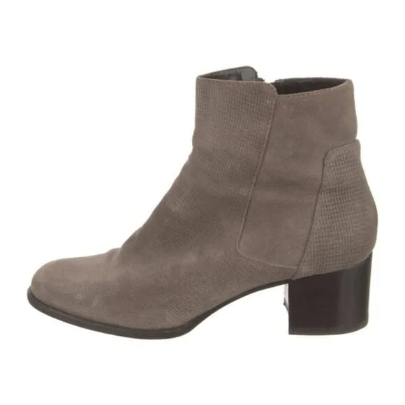 Aquatalia Tisha Taupe Leather Suede Ankle Bootie Size 7.5 Weatherproof Women