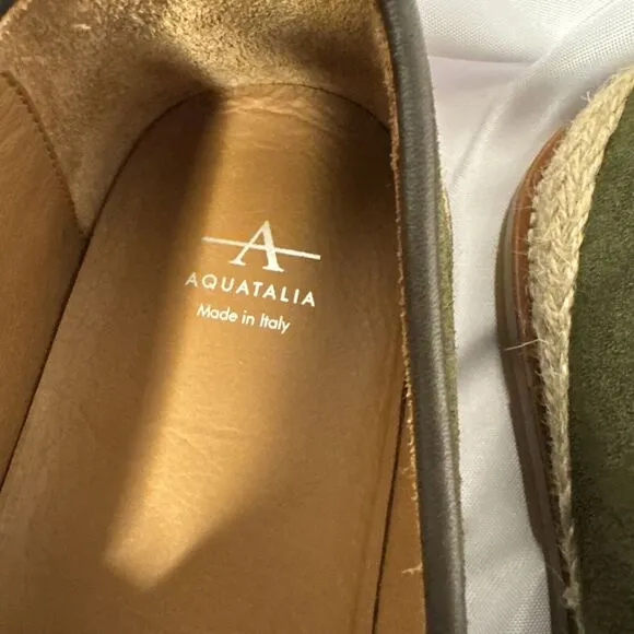 AQUATALIA WEATHERPROOF JOHN SUEDE GREENM COLOR MEN SHOES LOAFERS SIZE 11 #1072