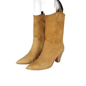Aquazzura Women's Boogie EU39 US8-8,5 Suede Camel Brown Pull On Cowboy Boots