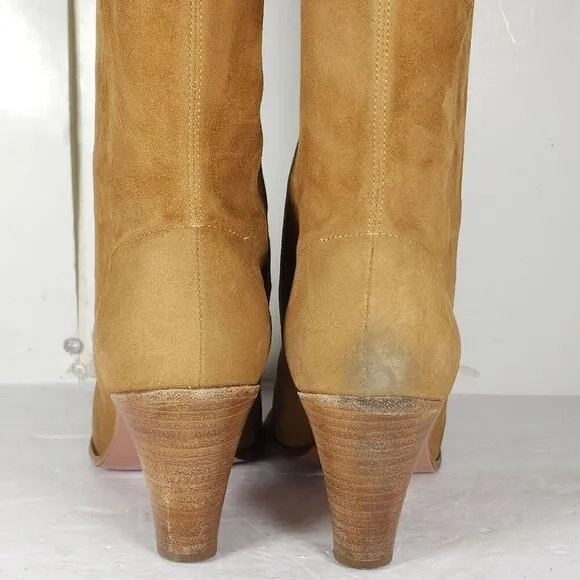Aquazzura Women's Boogie EU39 US8-8,5 Suede Camel Brown Pull On Cowboy Boots