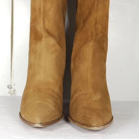 Aquazzura Women's Boogie EU39 US8-8,5 Suede Camel Brown Pull On Cowboy Boots
