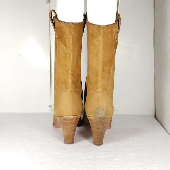 Aquazzura Women's Boogie EU39 US8-8,5 Suede Camel Brown Pull On Cowboy Boots