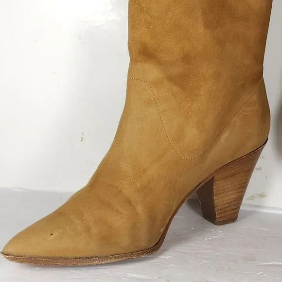 Aquazzura Women's Boogie EU39 US8-8,5 Suede Camel Brown Pull On Cowboy Boots