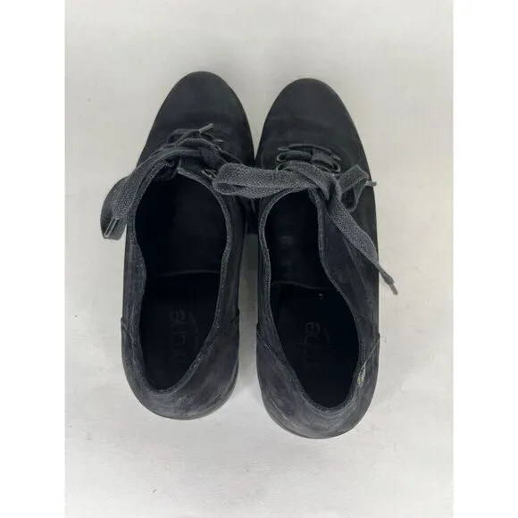 Arche Black Nubuck Leather Casual Wedge Lace Up Sneakers Women’s Sz 38EU/7.5M US