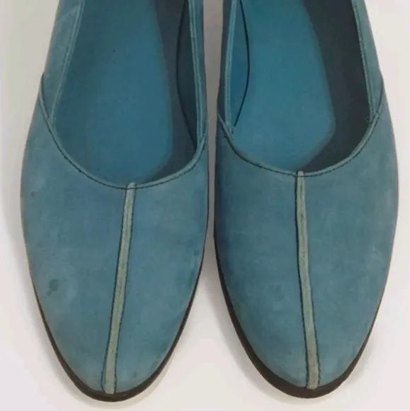 Arche Designer Torquoise Blue Pointed Toe Ballerina Flat Leather Sandals US 7