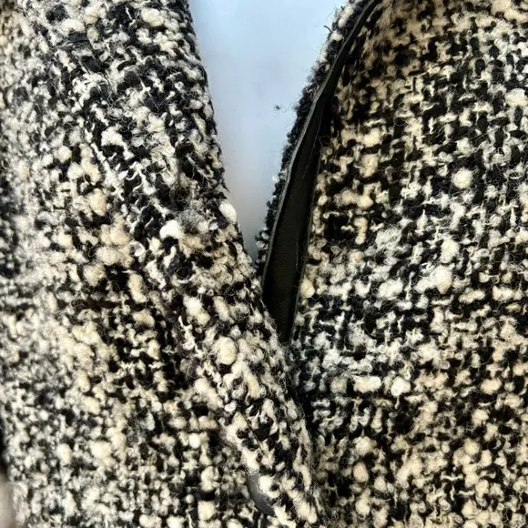 Arden B Luxe black and white tweed coat faux leather trim women’s‎ size M