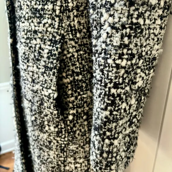 Arden B Luxe black and white tweed coat faux leather trim women’s‎ size M