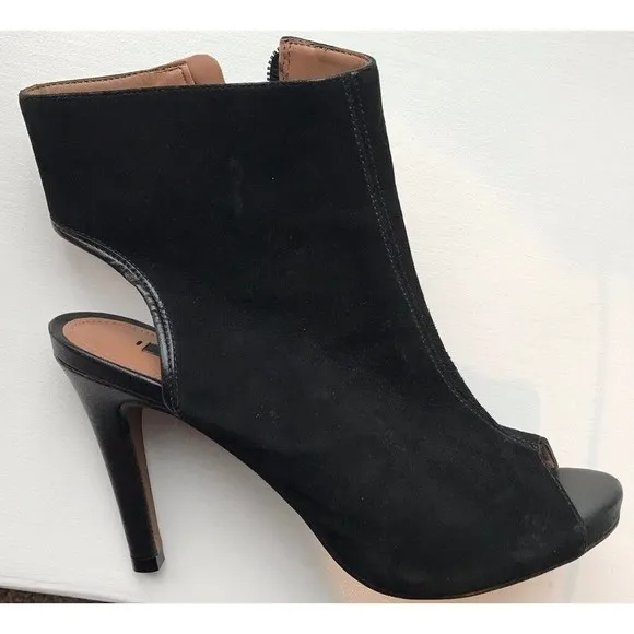 Arezzo Sandals High Heel Booties Black Suede Leather Sz 5 6 B Eu 36 Stilettos