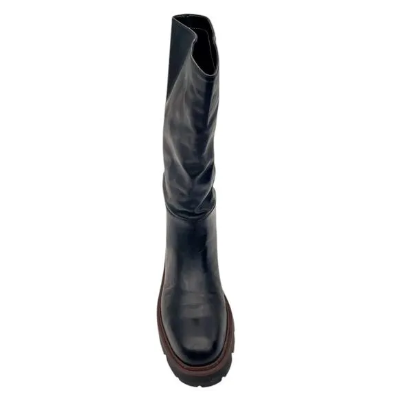 Arezzo Women's Bailey Mid Shaft Tractor Boots Black Size 8
