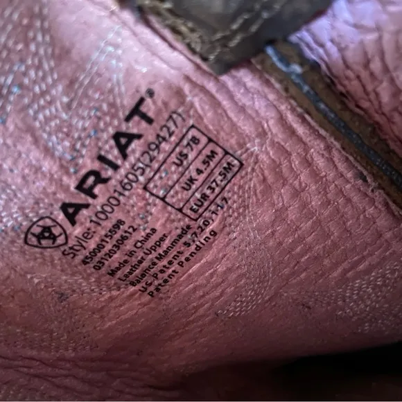 Ariat‎ ATS Heritage Stockman Western Boots Womens 7B Brown Pink Leather