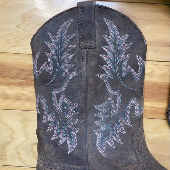 Ariat‎ ATS Heritage Stockman Western Boots Womens 7B Brown Pink Leather