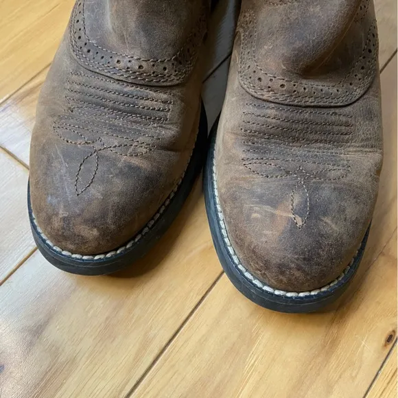 Ariat‎ ATS Heritage Stockman Western Boots Womens 7B Brown Pink Leather
