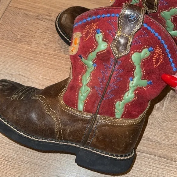 Ariat Cactus Suede Leather Multicolored Kids‎ Unisex Western Boots 13