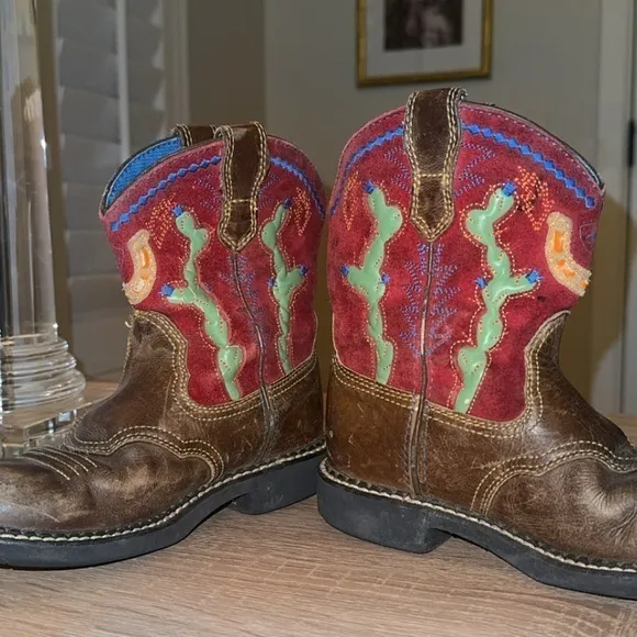 Ariat Cactus Suede Leather Multicolored Kids‎ Unisex Western Boots 13