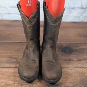 Ariat Cowboy Western Boots Distressed Leather Round Toe Brown 9.5B