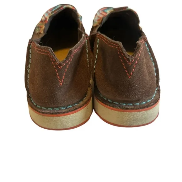 Ariat Cruiser Brown Suede Slip-On Loafers with Multicolor Pattern Sz 6.5