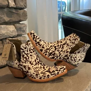 Ariat Dixon Haircalf Cow Hair On 100% leather X toe Westween slip on ankle boots