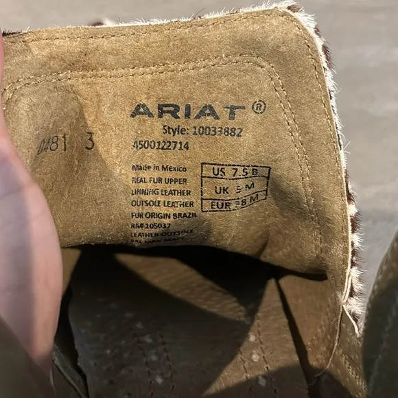 Ariat Dixon Haircalf Cow Hair On 100% leather X toe Westween slip on ankle boots