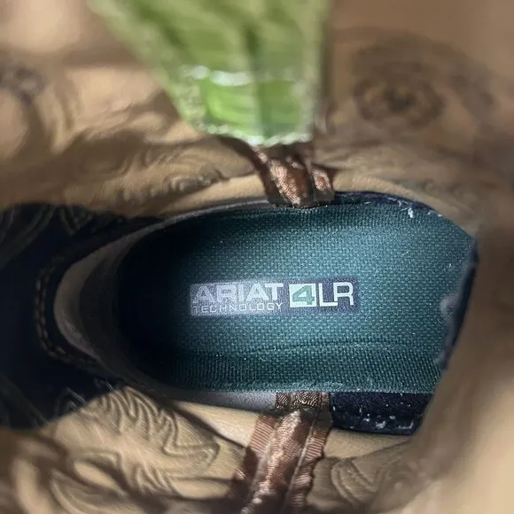 Ariat Fatbaby Green Croc &amp; Blue Suede Western Cowgirl Boots 14746 Women’s Size 6