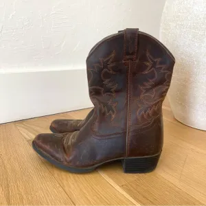 Ariat Heritage Western Leather Brown Round Toe Horse Cowboy Cowgirl Boots Size 5