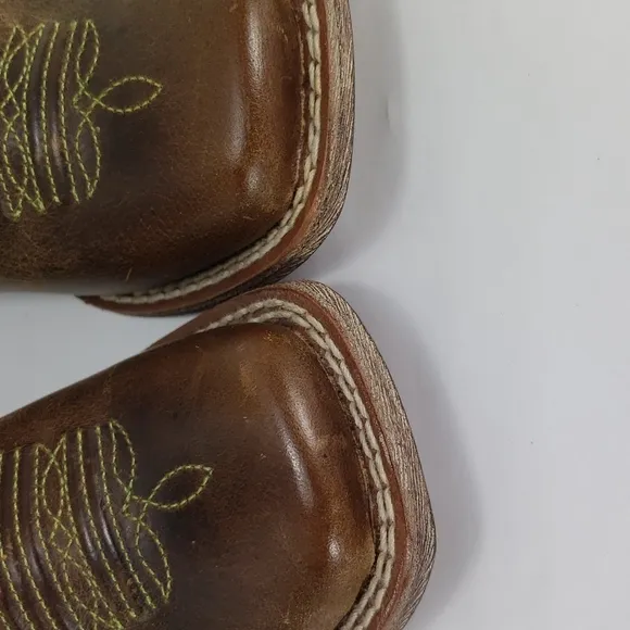 ARIAT KIDS RANCHERO 10014122 LIME GREEN BROWN CAMO CROSS COWBOY BUCKAROO BOOTS 8