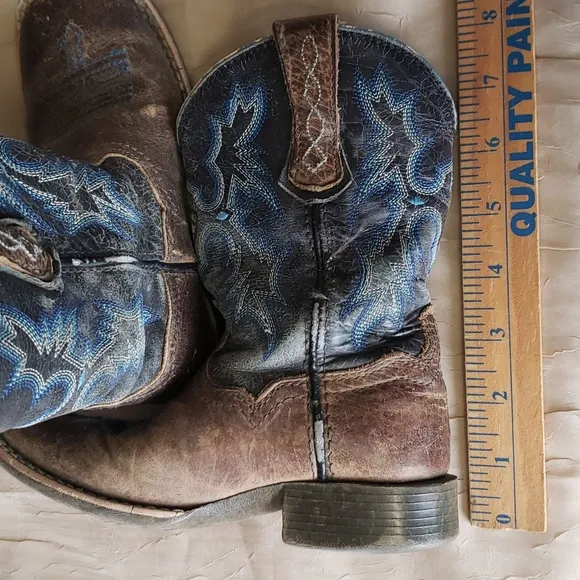 Ariat Kids Western Cowboy Boots - Brown and Blue Size 9.5