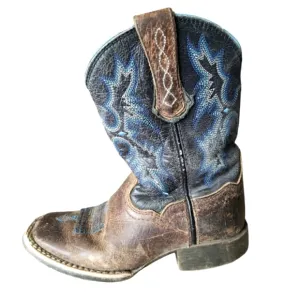 Ariat Kids Western Cowboy Boots - Brown and Blue Size 9.5