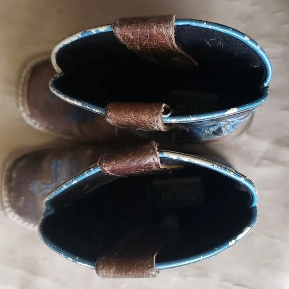 Ariat Kids Western Cowboy Boots - Brown and Blue Size 9.5