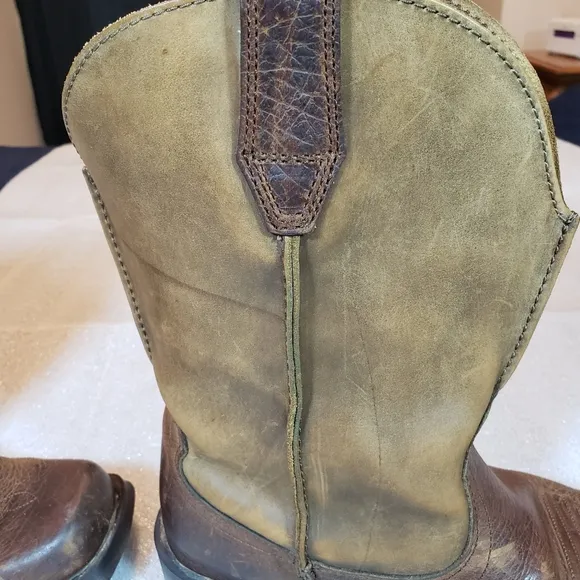 ARIAT Men's 9 D Rambler Western Boots Brown Leather Square Toe 10002317 Flaws