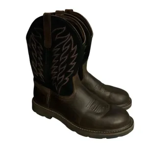 Ariat Mens Leather Work Boots ASTM F2892-17 EH Size 9EE Groundbreaker Pull-On