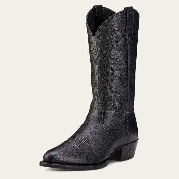 Ariat R Toe Western Boot Black Leather Size 7D Cowboy Southwestern