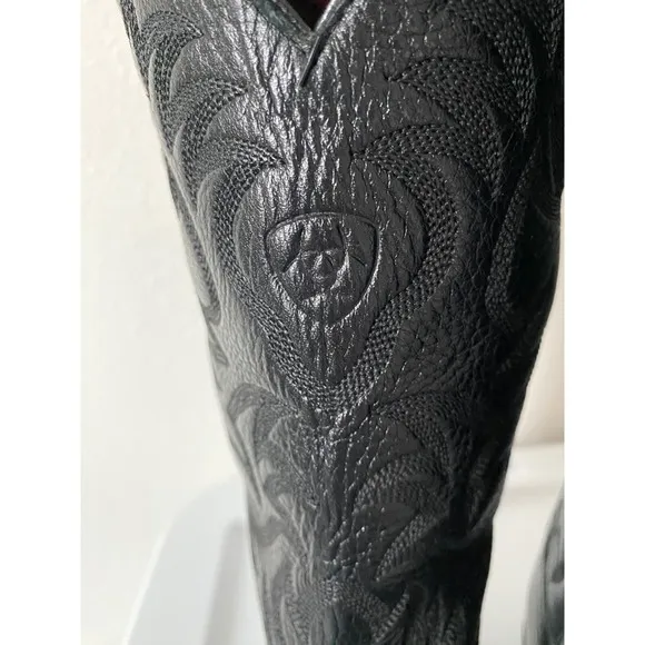 Ariat R Toe Western Boot Black Leather Size 7D Cowboy Southwestern