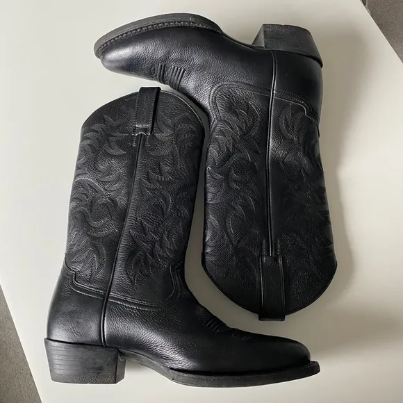 Ariat R Toe Western Boot Black Leather Size 7D Cowboy Southwestern