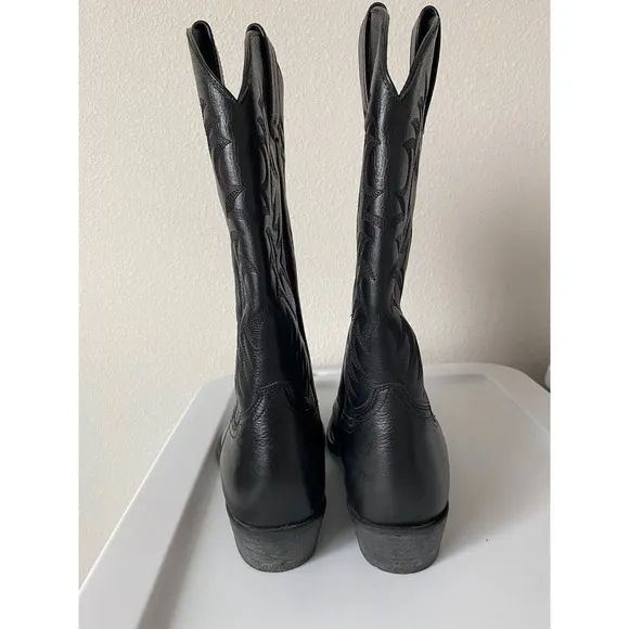 Ariat R Toe Western Boot Black Leather Size 7D Cowboy Southwestern